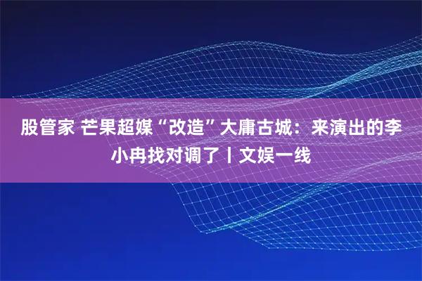股管家 芒果超媒“改造”大庸古城：来演出的李小冉找对调了丨文娱一线